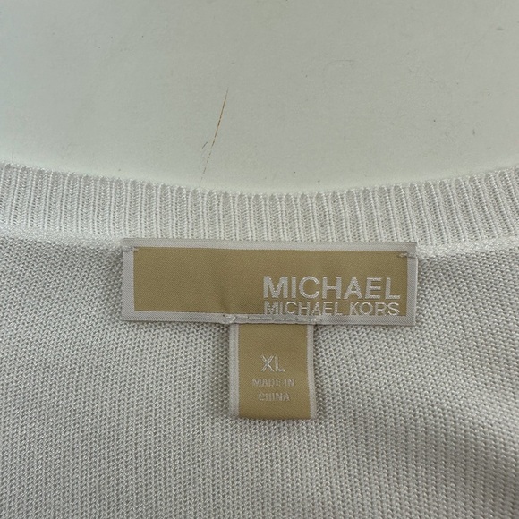 Michael Kors White Sweater Tunic Top XL Flutter Sleeves Blouse - Picture 7 of 9